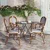 image:imageFlash Furniture Lourdes IndoorOutdoor Commercial Thonet Bistro Stack Chair  Arms  WhiteGray PE Rattan Back and Seat  NAT Bamboo Print Metal Frame  2 PKWhite  NavyNatural Frame