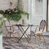 image:imageFlash Furniture Lourdes IndoorOutdoor Commercial Thonet Bistro Stack Chair  Arms  WhiteGray PE Rattan Back and Seat  NAT Bamboo Print Metal Frame  2 PKWhite  NavyNatural Frame