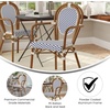 image:imageFlash Furniture Lourdes IndoorOutdoor Commercial Thonet Bistro Stack Chair  Arms  WhiteGray PE Rattan Back and Seat  NAT Bamboo Print Metal Frame  2 PKWhite  NavyNatural Frame