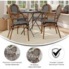 image:imageFlash Furniture Lourdes IndoorOutdoor Commercial Thonet Bistro Stack Chair  Arms  WhiteGray PE Rattan Back and Seat  NAT Bamboo Print Metal Frame  2 PKBlack  WhiteNatural Frame