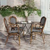image:imageFlash Furniture Lourdes IndoorOutdoor Commercial Thonet Bistro Stack Chair  Arms  WhiteGray PE Rattan Back and Seat  NAT Bamboo Print Metal Frame  2 PKBlack  WhiteNatural Frame