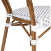 image:imageFlash Furniture Lourdes IndoorOutdoor Commercial Thonet Bistro Stack Chair  Arms  WhiteGray PE Rattan Back and Seat  NAT Bamboo Print Metal Frame  2 PKWhite  GrayNatural Frame