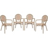 image:imageFlash Furniture Lourdes IndoorOutdoor Commercial Thonet Bistro Stack Chair  Arms  WhiteGray PE Rattan Back and Seat  NAT Bamboo Print Metal Frame  2 PKNatural  WhiteLight Natural Frame