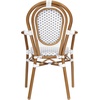 image:imageFlash Furniture Lourdes IndoorOutdoor Commercial Thonet Bistro Stack Chair  Arms  WhiteGray PE Rattan Back and Seat  NAT Bamboo Print Metal Frame  2 PKWhite  GrayNatural Frame