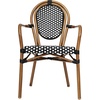 image:imageFlash Furniture Lourdes IndoorOutdoor Commercial Thonet Bistro Stack Chair  Arms  WhiteGray PE Rattan Back and Seat  NAT Bamboo Print Metal Frame  2 PKBlack  WhiteNatural Frame