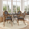 image:imageFlash Furniture Lourdes IndoorOutdoor Commercial Thonet Bistro Stack Chair  Arms  WhiteGray PE Rattan Back and Seat  NAT Bamboo Print Metal Frame  2 PKBlack  WhiteNatural Frame