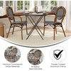 image:imageFlash Furniture Lourdes IndoorOutdoor Commercial Thonet Bistro Stack Chair  Arms  WhiteGray PE Rattan Back and Seat  NAT Bamboo Print Metal Frame  2 PKBlack  WhiteNatural Frame