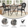 image:imageFlash Furniture Lourdes IndoorOutdoor Commercial Thonet Bistro Stack Chair  Arms  WhiteGray PE Rattan Back and Seat  NAT Bamboo Print Metal Frame  2 PKBlack  WhiteBlack Frame