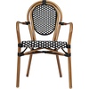 image:imageFlash Furniture Lourdes IndoorOutdoor Commercial Thonet Bistro Stack Chair  Arms  WhiteGray PE Rattan Back and Seat  NAT Bamboo Print Metal Frame  2 PKBlack  WhiteNatural Frame