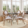 image:imageFlash Furniture Lourdes IndoorOutdoor Commercial Thonet Bistro Stack Chair  Arms  WhiteGray PE Rattan Back and Seat  NAT Bamboo Print Metal Frame  2 PKWhite  GrayNatural Frame