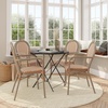 image:imageFlash Furniture Lourdes IndoorOutdoor Commercial Thonet Bistro Stack Chair  Arms  WhiteGray PE Rattan Back and Seat  NAT Bamboo Print Metal Frame  2 PKNatural  WhiteLight Natural Frame