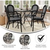 image:imageFlash Furniture Lourdes IndoorOutdoor Commercial Thonet Bistro Stack Chair  Arms  WhiteGray PE Rattan Back and Seat  NAT Bamboo Print Metal Frame  2 PKBlack  WhiteBlack Frame