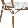 image:imageFlash Furniture Lourdes IndoorOutdoor Commercial Thonet Bistro Stack Chair  Arms  WhiteGray PE Rattan Back and Seat  NAT Bamboo Print Metal Frame  2 PKWhite  GrayNatural Frame