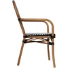 image:imageFlash Furniture Lourdes IndoorOutdoor Commercial Thonet Bistro Stack Chair  Arms  WhiteGray PE Rattan Back and Seat  NAT Bamboo Print Metal Frame  2 PKBlack  WhiteNatural Frame