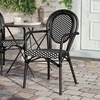 image:imageFlash Furniture Lourdes IndoorOutdoor Commercial Thonet Bistro Stack Chair  Arms  WhiteGray PE Rattan Back and Seat  NAT Bamboo Print Metal Frame  2 PKBlack  WhiteBlack Frame