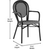 image:imageFlash Furniture Lourdes IndoorOutdoor Commercial Thonet Bistro Stack Chair  Arms  WhiteGray PE Rattan Back and Seat  NAT Bamboo Print Metal Frame  2 PKBlack  WhiteBlack Frame