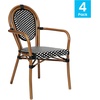image:imageFlash Furniture Lourdes IndoorOutdoor Commercial Thonet Bistro Stack Chair  Arms  WhiteGray PE Rattan Back and Seat  NAT Bamboo Print Metal Frame  2 PKBlack  WhiteNatural Frame