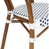 image:imageFlash Furniture Lourdes IndoorOutdoor Commercial Thonet Bistro Stack Chair  Arms  WhiteGray PE Rattan Back and Seat  NAT Bamboo Print Metal Frame  2 PKWhite  NavyNatural Frame