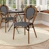 image:imageFlash Furniture Lourdes IndoorOutdoor Commercial Thonet Bistro Stack Chair  Arms  WhiteGray PE Rattan Back and Seat  NAT Bamboo Print Metal Frame  2 PKBlack  WhiteNatural Frame