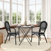 image:imageFlash Furniture Lourdes IndoorOutdoor Commercial Thonet Bistro Stack Chair  Arms  WhiteGray PE Rattan Back and Seat  NAT Bamboo Print Metal Frame  2 PKBlack  WhiteBlack Frame