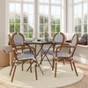 image:imageFlash Furniture Lourdes IndoorOutdoor Commercial Thonet Bistro Stack Chair  Arms  WhiteGray PE Rattan Back and Seat  NAT Bamboo Print Metal Frame  2 PKWhite  NavyNatural Frame