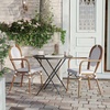 image:imageFlash Furniture Lourdes IndoorOutdoor Commercial Thonet Bistro Stack Chair  Arms  WhiteGray PE Rattan Back and Seat  NAT Bamboo Print Metal Frame  2 PKWhite  GrayNatural Frame