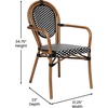 image:imageFlash Furniture Lourdes IndoorOutdoor Commercial Thonet Bistro Stack Chair  Arms  WhiteGray PE Rattan Back and Seat  NAT Bamboo Print Metal Frame  2 PKBlack  WhiteNatural Frame