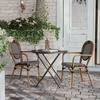 image:imageFlash Furniture Lourdes IndoorOutdoor Commercial Thonet Bistro Stack Chair  Arms  WhiteGray PE Rattan Back and Seat  NAT Bamboo Print Metal Frame  2 PKBlack  WhiteNatural Frame