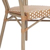 image:imageFlash Furniture Lourdes IndoorOutdoor Commercial Thonet Bistro Stack Chair  Arms  WhiteGray PE Rattan Back and Seat  NAT Bamboo Print Metal Frame  2 PKNatural  WhiteLight Natural Frame