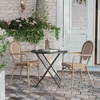 image:imageFlash Furniture Lourdes IndoorOutdoor Commercial Thonet Bistro Stack Chair  Arms  WhiteGray PE Rattan Back and Seat  NAT Bamboo Print Metal Frame  2 PKNatural  WhiteLight Natural Frame