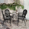 image:imageFlash Furniture Lourdes IndoorOutdoor Commercial Thonet Bistro Stack Chair  Arms  WhiteGray PE Rattan Back and Seat  NAT Bamboo Print Metal Frame  2 PKBlack  WhiteBlack Frame