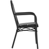 image:imageFlash Furniture Lourdes IndoorOutdoor Commercial Thonet Bistro Stack Chair  Arms  WhiteGray PE Rattan Back and Seat  NAT Bamboo Print Metal Frame  2 PKBlack  WhiteBlack Frame