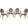 image:imageFlash Furniture Lourdes IndoorOutdoor Commercial Thonet Bistro Stack Chair  Arms  WhiteGray PE Rattan Back and Seat  NAT Bamboo Print Metal Frame  2 PKBlack  WhiteNatural Frame