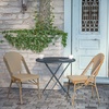 image:imageFlash Furniture Lourdes Set of 2 IndoorOutdoor Commercial Bistro Stack Chairs  WhiteGray PE Rattan Back and Seat  Natural Bamboo Print Aluminum FrameNatural  WhiteLight Natural Frame