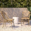 image:imageFlash Furniture Lourdes Set of 2 IndoorOutdoor Commercial Bistro Stack Chairs  WhiteGray PE Rattan Back and Seat  Natural Bamboo Print Aluminum FrameNatural  WhiteLight Natural Frame