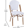 image:imageFlash Furniture Lourdes Set of 2 IndoorOutdoor Commercial Bistro Stack Chairs  WhiteGray PE Rattan Back and Seat  Natural Bamboo Print Aluminum FrameWhite  GrayNatural Frame