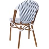 image:imageFlash Furniture Lourdes Set of 2 IndoorOutdoor Commercial Bistro Stack Chairs  WhiteGray PE Rattan Back and Seat  Natural Bamboo Print Aluminum FrameWhite  NavyNatural Frame