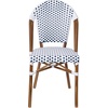 image:imageFlash Furniture Lourdes Set of 2 IndoorOutdoor Commercial Bistro Stack Chairs  WhiteGray PE Rattan Back and Seat  Natural Bamboo Print Aluminum FrameWhite  NavyNatural Frame