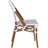 image:imageFlash Furniture Lourdes Set of 2 IndoorOutdoor Commercial Bistro Stack Chairs  WhiteGray PE Rattan Back and Seat  Natural Bamboo Print Aluminum FrameWhite  NavyNatural Frame