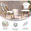 image:imageFlash Furniture Lourdes Set of 2 IndoorOutdoor Commercial Bistro Stack Chairs  WhiteGray PE Rattan Back and Seat  Natural Bamboo Print Aluminum FrameWhite  GrayNatural Frame