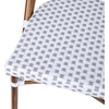 image:imageFlash Furniture Lourdes Set of 2 IndoorOutdoor Commercial Bistro Stack Chairs  WhiteGray PE Rattan Back and Seat  Natural Bamboo Print Aluminum FrameWhite  GrayNatural Frame