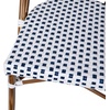 image:imageFlash Furniture Lourdes Set of 2 IndoorOutdoor Commercial Bistro Stack Chairs  WhiteGray PE Rattan Back and Seat  Natural Bamboo Print Aluminum FrameWhite  NavyNatural Frame