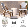 image:imageFlash Furniture Lourdes Set of 2 IndoorOutdoor Commercial Bistro Stack Chairs  WhiteGray PE Rattan Back and Seat  Natural Bamboo Print Aluminum FrameWhite  NavyNatural Frame