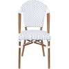 image:imageFlash Furniture Lourdes Set of 2 IndoorOutdoor Commercial Bistro Stack Chairs  WhiteGray PE Rattan Back and Seat  Natural Bamboo Print Aluminum FrameWhite  GrayNatural Frame