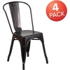 image:imageFlash Furniture Luke Commercial Grade 4 Pack BlackAntique Gold Metal IndoorOutdoor Stackable Chair