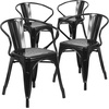 image:imageFlash Furniture Luna Commercial Grade Red Metal IndoorOutdoor Chair with ArmsBlack