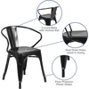 image:imageFlash Furniture Luna Commercial Grade Red Metal IndoorOutdoor Chair with ArmsBlack