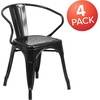 image:imageFlash Furniture Luna Commercial Grade Red Metal IndoorOutdoor Chair with ArmsBlack