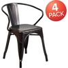 image:imageFlash Furniture Luna Commercial Grade Red Metal IndoorOutdoor Chair with ArmsBlackantique Gold