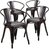 image:imageFlash Furniture Luna Commercial Grade Red Metal IndoorOutdoor Chair with ArmsBlackantique Gold